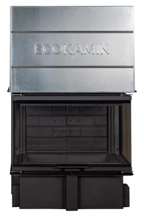 Каминная топка Дельта 800 PВ три стекла принтинг подовое горение черный шамот (Экокамин)