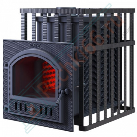 Чугунная печь для бани Гефест GFS-ЗК 40 (М) в сетке (ТехноЛит)