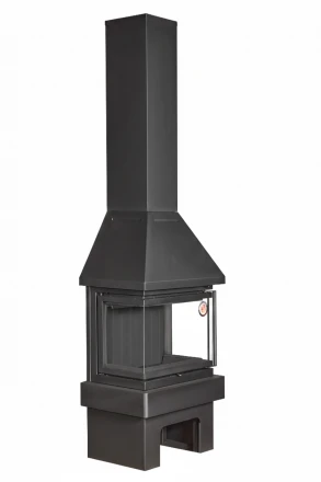 Камин Прага три стекла NEW, шамот черный (ЭкоКамин) 14 кВт