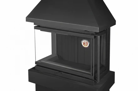 Камин Прага три стекла NEW, шамот черный (ЭкоКамин) 14 кВт