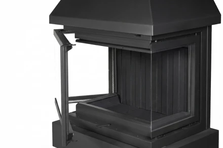 Камин Прага три стекла NEW, шамот черный (ЭкоКамин) 14 кВт