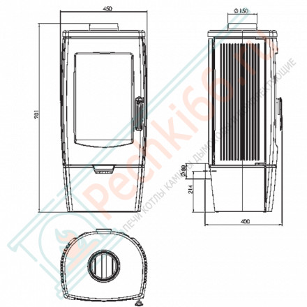 Чугунная печь-камин Gala серая (Plamen)
