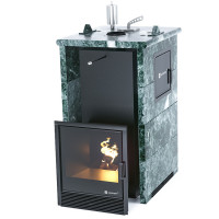 Печь для бани Сочи-M2 в трёхстороннем кожухе из змеевика (ИзиСтим)