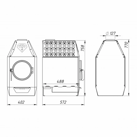 Отопительная печь Stoker TERMO 200-C, стекло (Ермак) до 200 м3