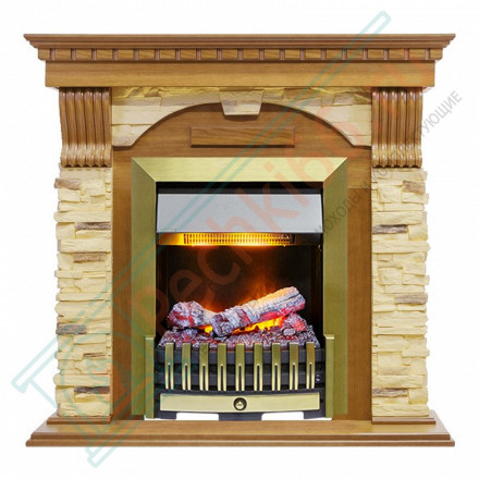 Электрокаминокомплект Dublin - Дуб / Сланец с очагом Danville Antique Brass FB2