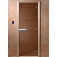 Дверь стеклянная для бани, бронза прозрачная, 1900х800 (DoorWood)