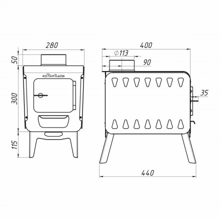 Отопительная печь Stoker COLIBRI 5-C, стекло (Ермак) до 50 м3