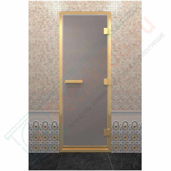 Стеклянная дверь для хамама в золотом профиле, сатин 210х90 (по коробке) (DoorWood) в Ижевске