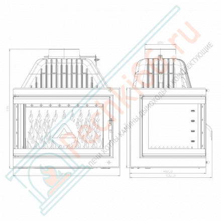 Чугунная топка W17 LB Decor Eko, с левым стеклом 16.1 kW (Kaw-Met)