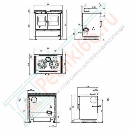 Печь с варочной поверхностью Padova, антрацит (La Nordica)