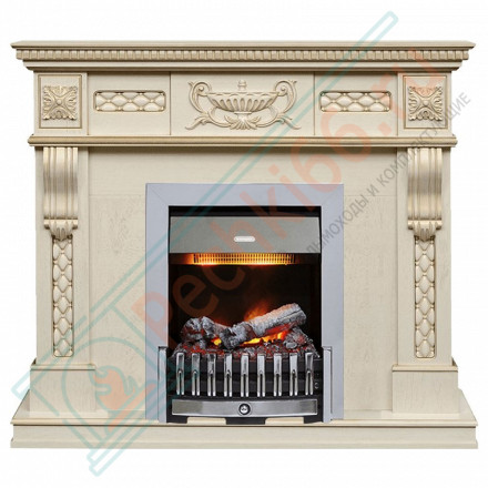 Каминокомплект Corsica - Слоновая кость с патиной (Ширина 1100) с электрическим очагом Danville Chrome FB2
