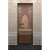 Стеклянная дверь DoorWood «Хамам бронза» в бронзовом профиле 2000х900 (по коробке)