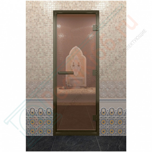 Стеклянная дверь DoorWood «Хамам бронза» в бронзовом профиле 2000х900 (по коробке) в Ижевске