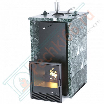 Печь для бани Геленджик в трёхстороннем кожухе из змеевика (ИзиСтим)