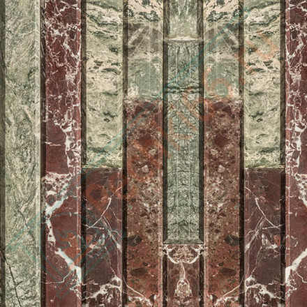 Плитка из камня ламель 1-м² "Жадеит + Россо Леванте" (Feringer)