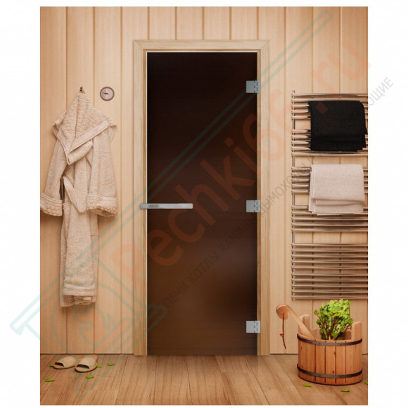 Дверь для бани и сауны Эталон, матовая бронза 10мм, 200х80 см (по коробке) (DoorWood) в Ижевске