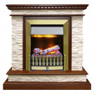 Электрический каминокомплект Calgary - Дуб / Сланец белый с очагом Danville Antique Brass FB2 (Dimplex)