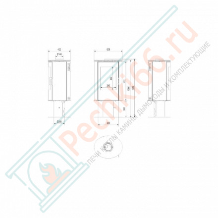 Печь-камин KOZA AB/S/N/DR/KAFEL, черный (Kratki)