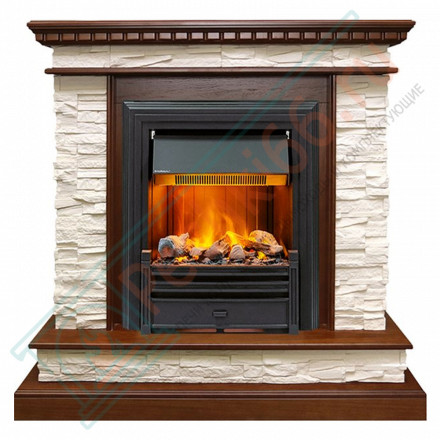 Электрический каминокомплект Calgary - Дуб / Сланец белый с очагом Brookline Black (Dimplex)