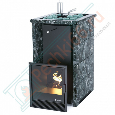 Печь для бани Сочи в трёхстороннем кожухе с открытым верхом из пироксенита (ИзиСтим)