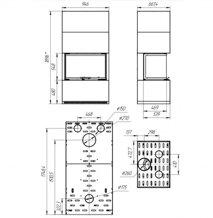 Камин Родос 800 слоновая кость черный шамот (ЭкоКамин)