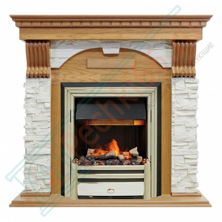 Электрокаминокомплект Dublin - Дуб / Сланец белый с очагом Cavendish