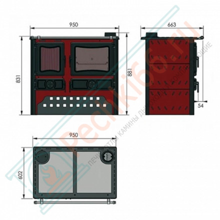 Печь-плита GULIVER STONE правая (Guca) до 200 м3