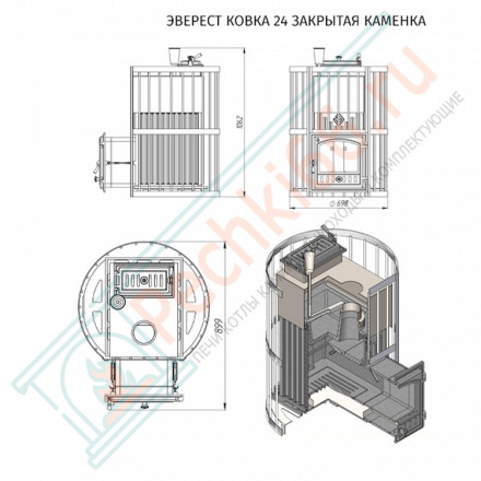 Печь для бани Эверест Ковка 24 (280) закрытая каменка