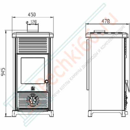 Чугунная печь-камин Maestral N, серо-синяя (Plamen)