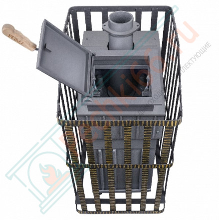 Печь Гефест Гроза Ураган 24 П2, панорамная дверца, закрытая каменка, до 24 м3