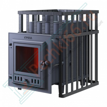 Чугунная печь для бани Гроза в сетке 18 (М) (ТехноЛит)