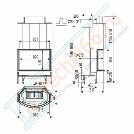 Каминная топка Diademe 531 B N (Supra) 11 кВт