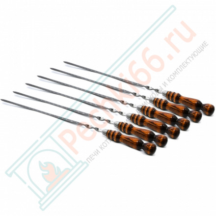 Шампур с деревянной ручкой, нерж. сталь (550х12х3 мм)