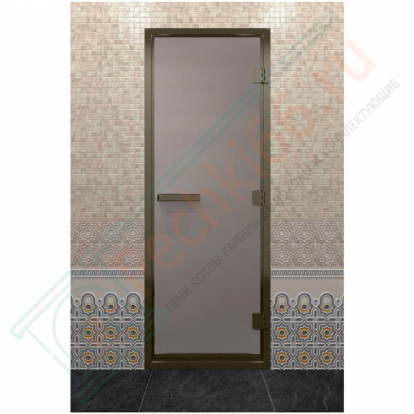 Дверь для хамама в бронзовом профиле, сатин 190x80 (DoorWood) в Ижевске