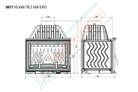 Чугунная топка W17 Dekor Eko 16.1 kW (Kaw-Met)