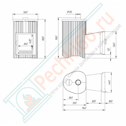 Дровяная банная печь Ферингер ОПТИМА "Жадеит + Россо Леванте" до 28 м³