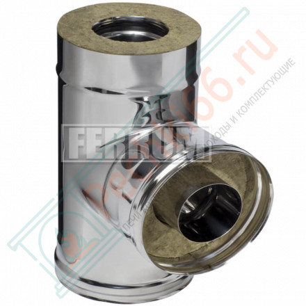 Сэндвич тройник 90° (НЕРЖ-430/0,8-НЕРЖ-430/0,5) d-130/200 (Ferrum HF)