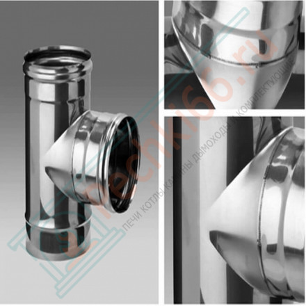 Сэндвич тройник 90° (НЕРЖ-430/0,8-НЕРЖ-430/0,5) d-130/200 (Ferrum HF)