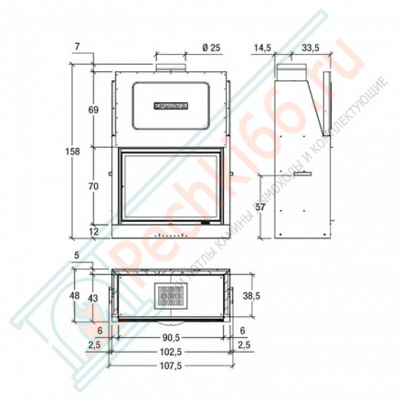 Стальная топка MA 262 SL (Piazzetta) 13 кВт