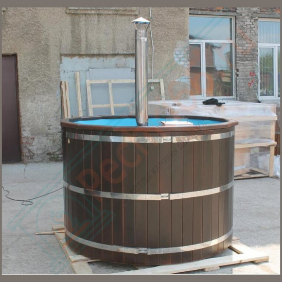Японская баня Фурако круглая с пластиковой вставкой с внутренней печкой 150х150х120 (НКЗ) в Ижевске