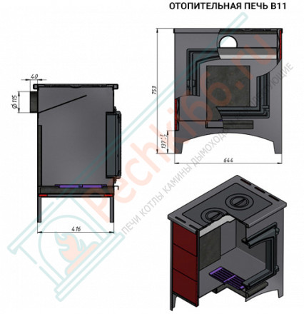 Отопительная печь В11 224 (Везувий)