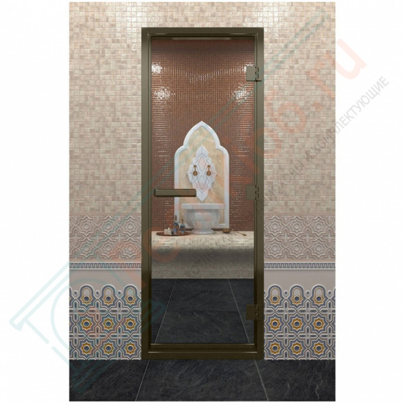 Стеклянная дверь DoorWood «Хамам Прозрачная» в бронзовом профиле 2100х800 (по коробке) в Ижевске
