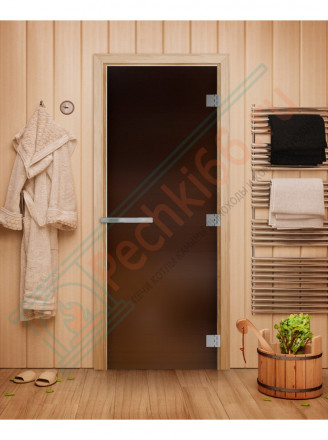 Дверь для бани и сауны Эталон Лайт, матовая бронза, 190х70 см, стекло 8мм (DoorWood)