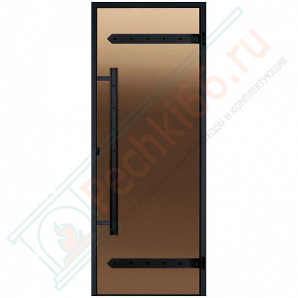 Дверь стеклянная для сауны LEGEND, бронза, коробка чёрная сосна 1900х800 (Harvia) D81901МL в Ижевске