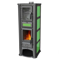 Печь-камин Lederata Plus зеленая (Tim Sistem) до 180 м3