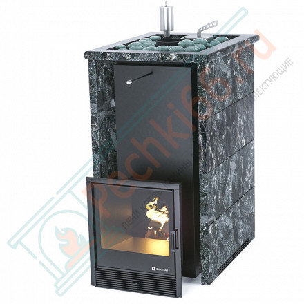 Печь для бани Геленджик в трёхстороннем кожухе с открытым верхом из пироксенита (ИзиСтим)