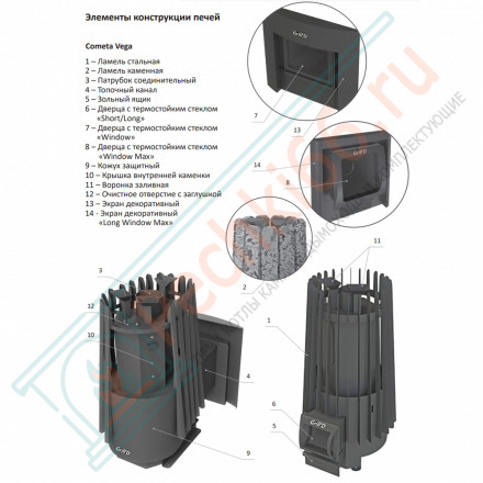 Дровяная банная печь Grill'D Cometa 180 Vega Short