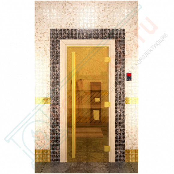 Дверь для бани и сауны Престиж золото, 2000х800 по коробке (DoorWood) в Ижевске