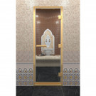 Стеклянная дверь DoorWood «Хамам Прозрачная» в золотом профиле 2000х800 (по коробке)