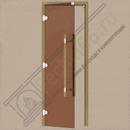 Дверь стеклянная для бани и сауны, бронза, коробка кедр, ручка с металлической вставкой 1900х700 (Sawo) 741-3SGD в Ижевске